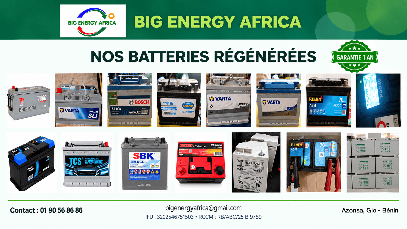 Batterie au plomb avant et après régénération par BIG ENERGY AFRICA